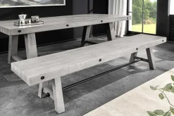 Industrial Sitzbank FINCA 200cm grau Pinie recyceltes Massivholz Eisen