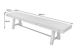 Industrial Sitzbank FINCA 200cm grau Pinie recyceltes Massivholz Eisen
