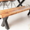 Industrial Sitzbank IRON CRAFT 160cm Mangoholz mit schwarzen X-Beinen