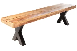 Industrial Sitzbank IRON CRAFT 160cm Mangoholz mit schwarzen X-Beinen