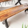 Industrial Sitzbank IRON CRAFT 200cm Mangoholz mit schwarzen X-Beinen