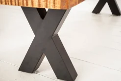 Industrial Sitzbank IRON CRAFT 200cm Mangoholz mit schwarzen X-Beinen