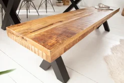 Industrial Sitzbank IRON CRAFT 200cm Mangoholz mit schwarzen X-Beinen