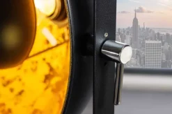 Industrial Stehlampe STUDIO 130cm schwarz Blattgold-Optik 3 neigbare Schirme