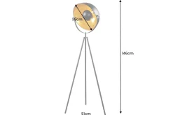 Industrial Stehlampe STUDIO 150cm schwarz Blattgold-Optik neigbarer Schirm