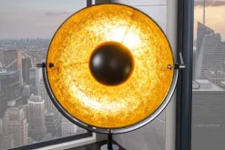 Industrial Stehlampe STUDIO 150cm schwarz Blattgold-Optik neigbarer Schirm