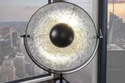Industrial Stehlampe STUDIO 150cm schwarz Blattsilber-Optik neigbarer Schirm
