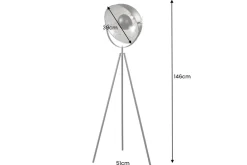 Industrial Stehlampe STUDIO 150cm schwarz Blattsilber-Optik neigbarer Schirm