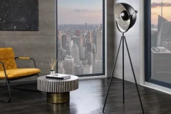 Industrial Stehlampe STUDIO 150cm schwarz Blattsilber-Optik neigbarer Schirm