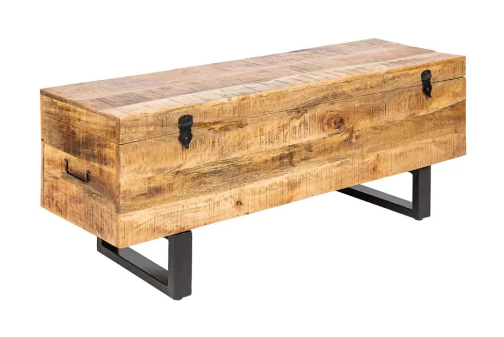 Industrial Truhenbank FACTORY LOFT 115cm Mangoholz natur Sitzbank