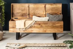 Industrial Truhenbank FACTORY LOFT 115cm Mangoholz natur Sitzbank