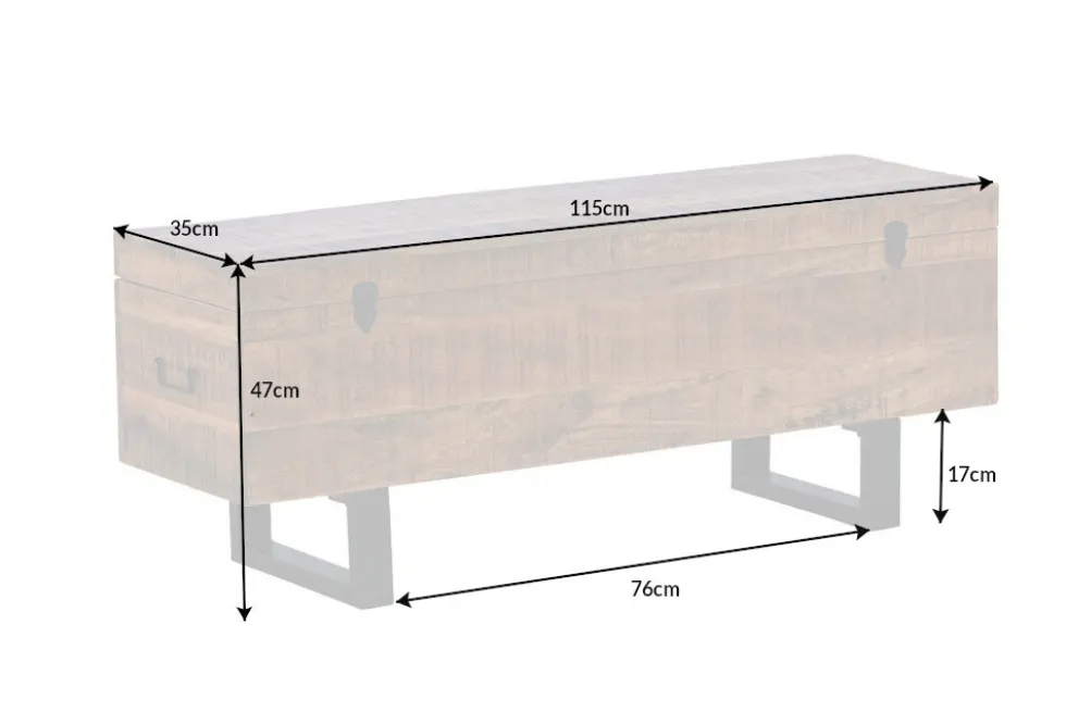 Industrial Truhenbank FACTORY LOFT 115cm Mangoholz natur Sitzbank
