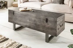 Industrial Truhenbank FACTORY LOFT 115cm Mangoholz grau Sitzbank