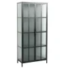 Industrial Vitrine DURA STEEL 180cm schwarz Metall Riffelglas Highboard