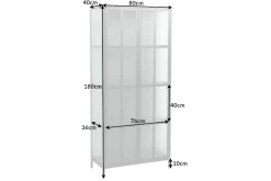Industrial Vitrine DURA STEEL 180cm schwarz Metall Riffelglas Highboard