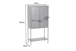 Industrial Vitrine DURA STEEL 150cm schwarz Metall Glas Highboard