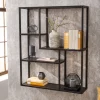 Industrial Wandregal SLIM LINE 90cm Esche schwarz fünf Regalböden