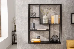 Industrial Wandregal SLIM LINE 90cm Esche schwarz fünf Regalböden