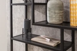 Industrial Wandregal SLIM LINE 90cm Esche schwarz fünf Regalböden