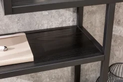 Industrial Wandregal SLIM LINE 90cm Esche schwarz fünf Regalböden
