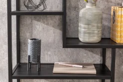 Industrial Wandregal SLIM LINE 90cm Esche schwarz fünf Regalböden
