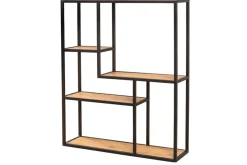 Industrial Wandregal SLIM LINE 90cm Wildeiche schwarz fünf Regalböden
