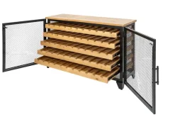 Industrial Weinschrank BODEGA 130cm recyceltes Pinienholz natur Weinregal für 55 Flaschen