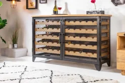 Industrial Weinschrank BODEGA 130cm recyceltes Pinienholz natur Weinregal für 55 Flaschen