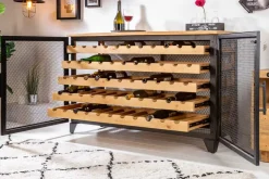 Industrial Weinschrank BODEGA 130cm recyceltes Pinienholz natur Weinregal für 55 Flaschen