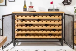 Industrial Weinschrank BODEGA 130cm recyceltes Pinienholz natur Weinregal für 55 Flaschen