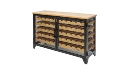 Industrial Weinschrank BODEGA 130cm recyceltes Pinienholz natur Weinregal für 55 Flaschen
