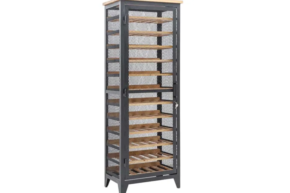 Industrial Weinschrank BODEGA 184cm recyceltes Pinienholz natur Weinregal für 72 Flaschen