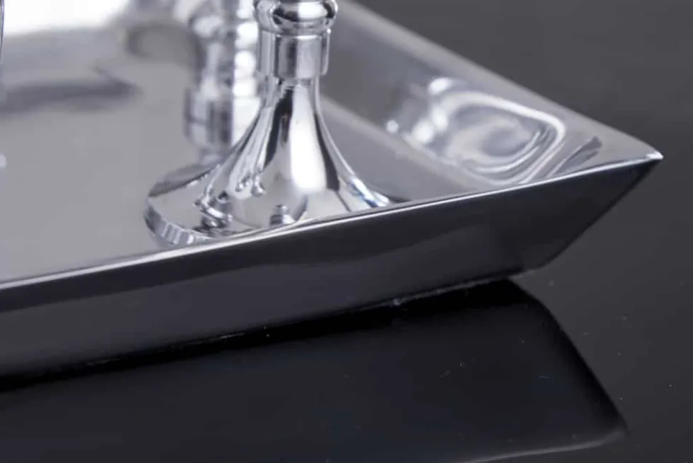 Kerzenständer MODERN BAROCK 30cm 7-flammig silber Aluminium poliert Kerzenhalter Deko-Platte