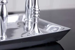 Kerzenständer MODERN BAROCK 30cm 7-flammig silber Aluminium poliert Kerzenhalter Deko-Platte