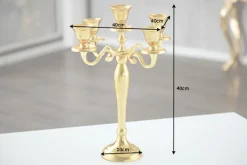 Kerzenständer MODERN BAROCK 40cm gold 5-armig Lüster Aluminium poliert Kerzenhalter