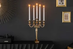 Kerzenständer MODERN BAROCK 40cm gold 5-armig Lüster Aluminium poliert Kerzenhalter