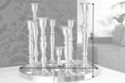 Kerzenständer MODERN BAROCK 30cm 9-flammig silber Aluminium poliert Kerzenhalter Deko-Platte