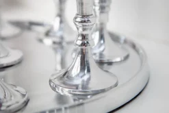 Kerzenständer MODERN BAROCK 30cm 9-flammig silber Aluminium poliert Kerzenhalter Deko-Platte