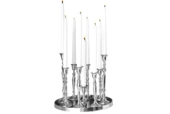 Kerzenständer MODERN BAROCK 30cm 9-flammig silber Aluminium poliert Kerzenhalter Deko-Platte