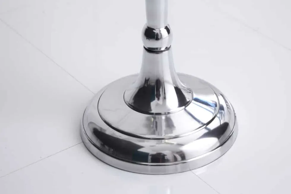 Kerzenständer MODERN BAROCK 120cm silber 5-armig Lüster Aluminium poliert Kerzenhalter