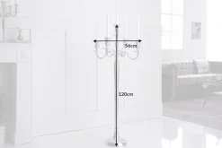 Kerzenständer MODERN BAROCK 120cm silber 5-armig Lüster Aluminium poliert Kerzenhalter