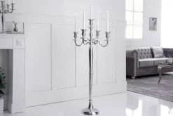 Kerzenständer MODERN BAROCK 120cm silber 5-armig Lüster Aluminium poliert Kerzenhalter