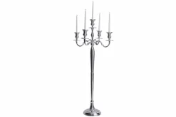 Kerzenständer MODERN BAROCK 120cm silber 5-armig Lüster Aluminium poliert Kerzenhalter