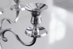 Kerzenständer MODERN BAROCK 40cm silber 5-armig Lüster Aluminium poliert Kerzenhalter