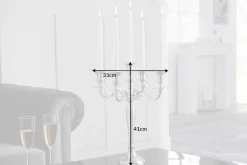 Kerzenständer MODERN BAROCK 40cm silber 5-armig Lüster Aluminium poliert Kerzenhalter