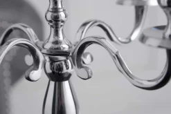 Kerzenständer MODERN BAROCK 40cm silber 5-armig Lüster Aluminium poliert Kerzenhalter