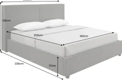 Komfortables Boxbett ROCCO 180x200cm dunkelgrau Cord mit Stauraum und Lattenrost