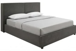 Komfortables Boxbett ROCCO 180x200cm dunkelgrau Cord mit Stauraum und Lattenrost