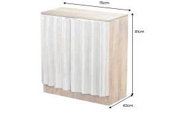 Kompaktes Sideboard ZALVERO 80cm natur silber Mangoholz mit Metall-Aluminium Front