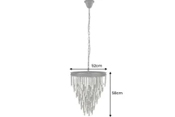 Luxus Kronleuchter KRISTALL 50cm grau mit Glasprismen schwarz Eisen Hängelampe